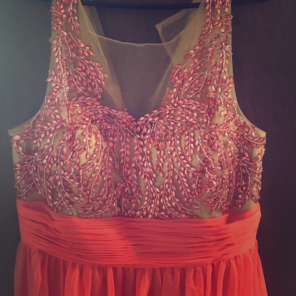 Coral floor length formal dress